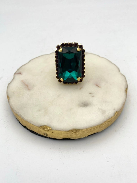 Tova Mini Soleil Ring with Trim in Emerald - Macoma Boutique310 Accessories/Jewelry