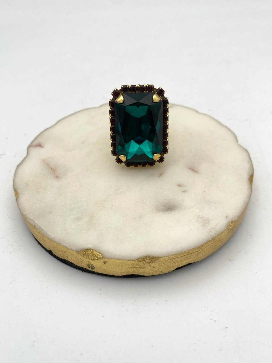Tova Mini Soleil Ring with Trim in Emerald - Macoma Boutique310 Accessories/Jewelry