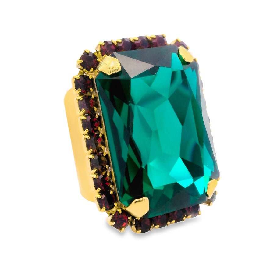 Tova Mini Soleil Ring with Trim in Emerald - Macoma Boutique310 Accessories/Jewelry