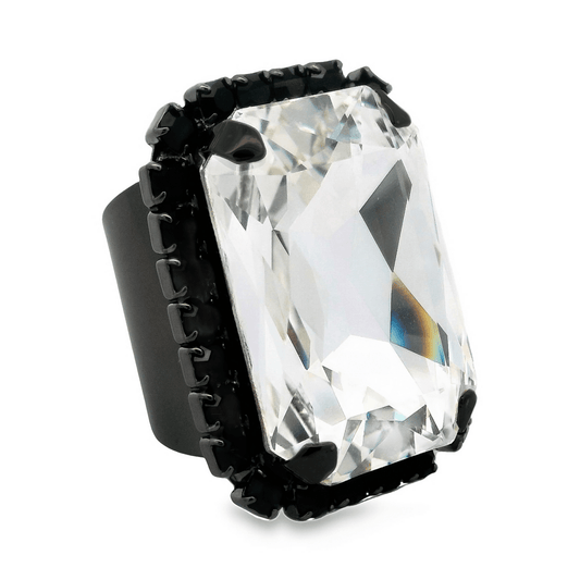 Tova Mini Soleil Ring with Trim in Gunmetal / Clear Crystal - Macoma Boutique310 Accessories/Jewelry