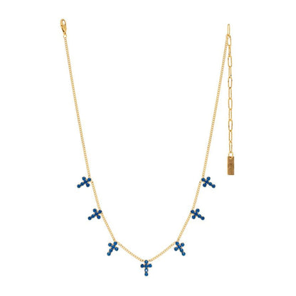 Tova Multi Cross Necklace In Capri Blue - Macoma Boutique310 Accessories/Jewelry