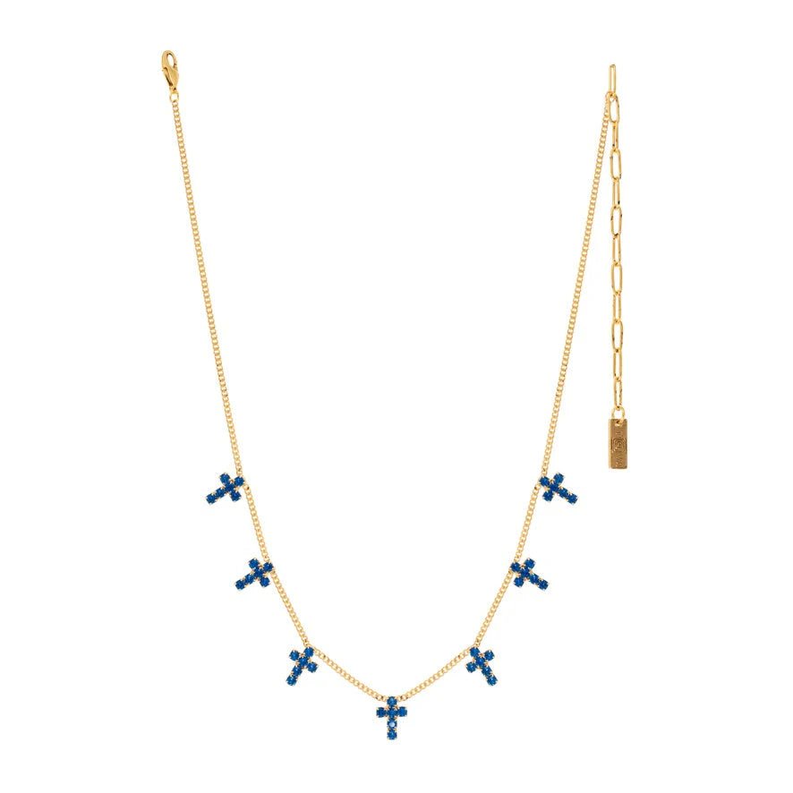 Tova Multi Cross Necklace In Capri Blue - Macoma Boutique310 Accessories/Jewelry