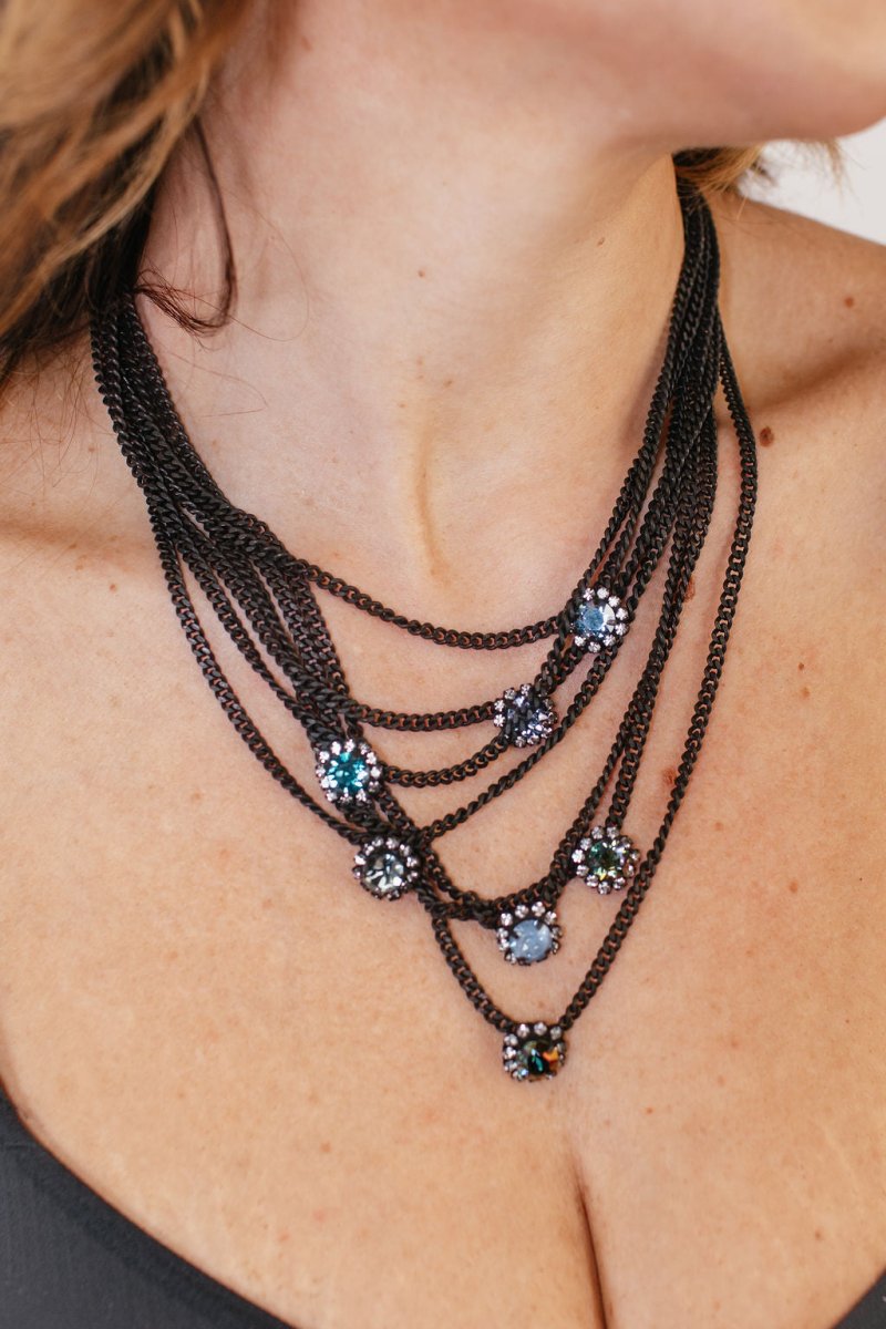 Tova Neck Mess Necklace in Smutt Denim - Macoma Boutique310 Accessories/Jewelry