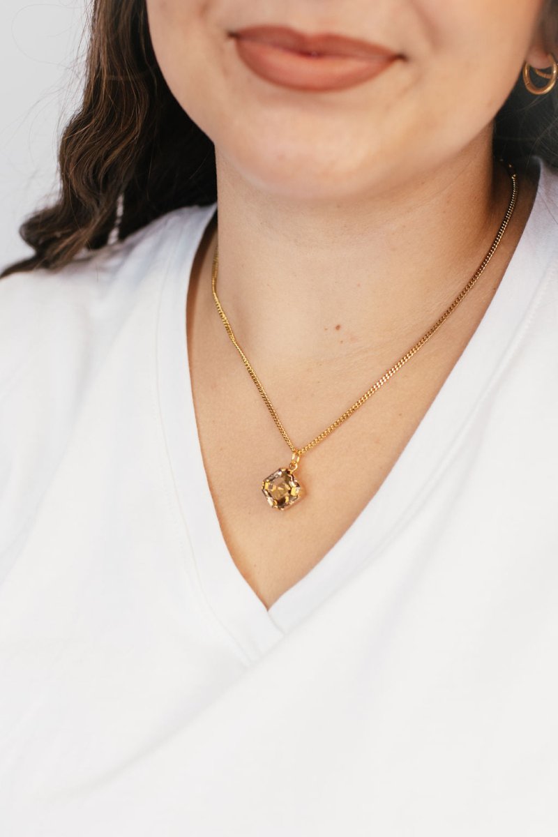Tova Nikki Necklace in Antique Gold Smoked Topaz Brandy