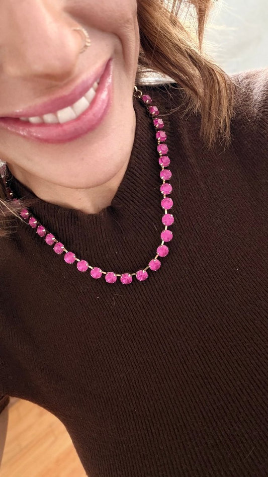 Tova Oakland Necklace In Antique Gold Fuchsia Matt - Macoma Boutique310 Accessories/Jewelry