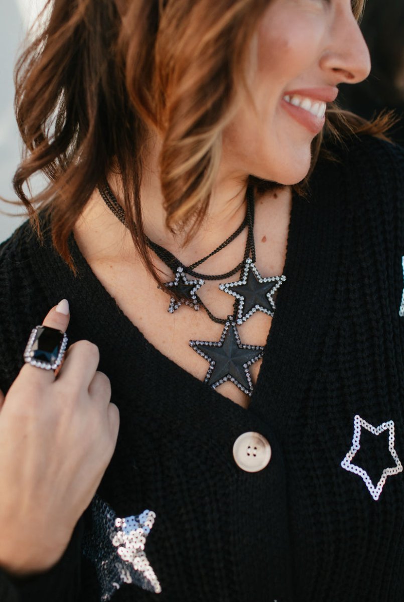 Tova Rhinestone Cowboy Necklace in Black - Macoma Boutique310 Accessories/Jewelry