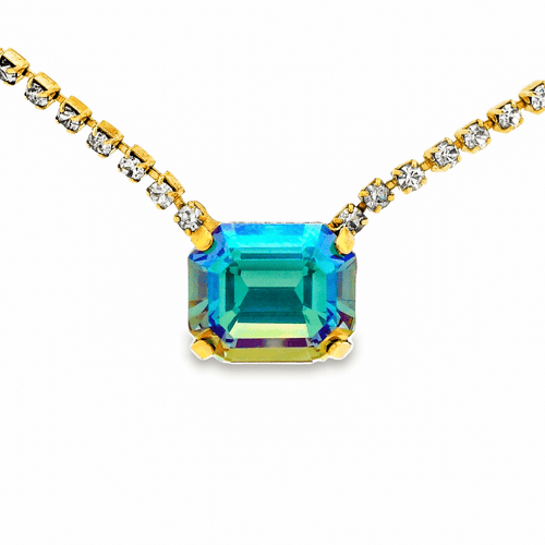 Tova Rhys Rectangle Necklace in Aqua Bohemica Champagne - Macoma Boutique310 Accessories/Jewelry