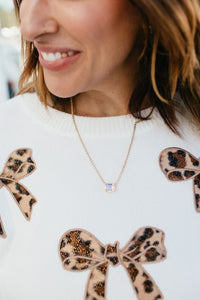 Tova Rhys Rectangle Necklace in Light Rose Lemon