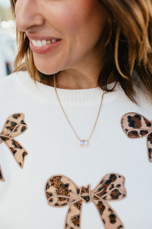 Tova Rhys Rectangle Necklace in Light Rose Lemon - Macoma Boutique310 Accessories/Jewelry