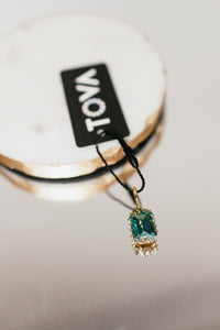 Tova San Antonio Pendants - Medium Rectangle Aqua Lemon