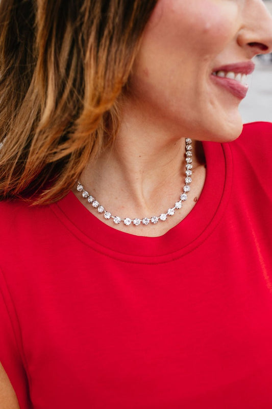 Tova Sarina Necklace in Silver Clear - Macoma Boutique310 Accessories/Jewelry