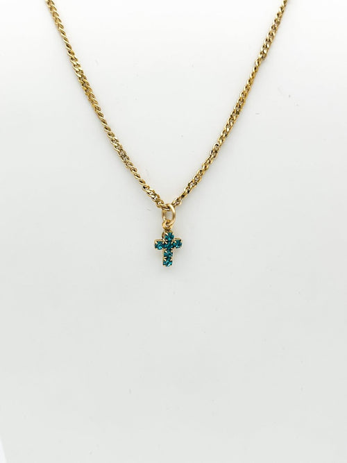 Tova Single Mini Cross Necklace in Zircon - Macoma Boutique310 Accessories/Jewelry