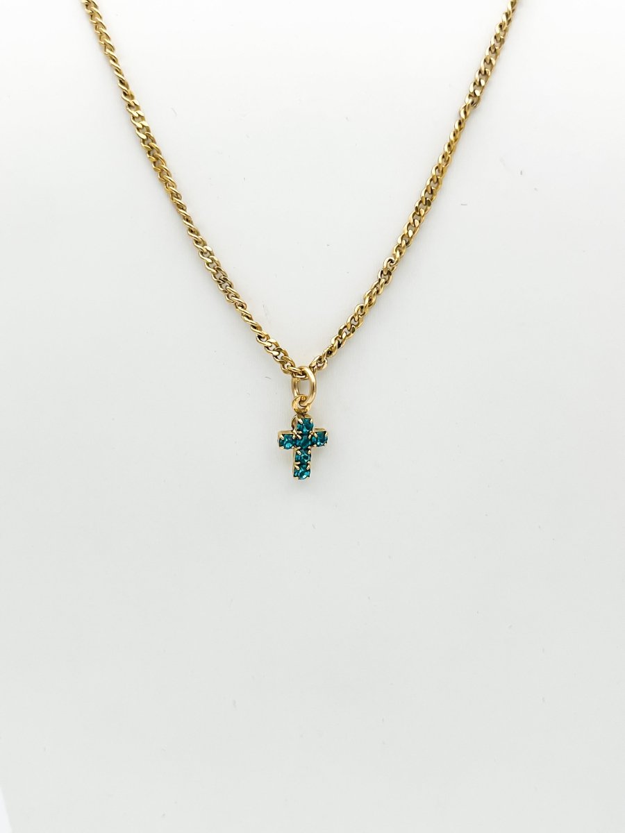 Tova Single Mini Cross Necklace in Zircon - Macoma Boutique310 Accessories/Jewelry