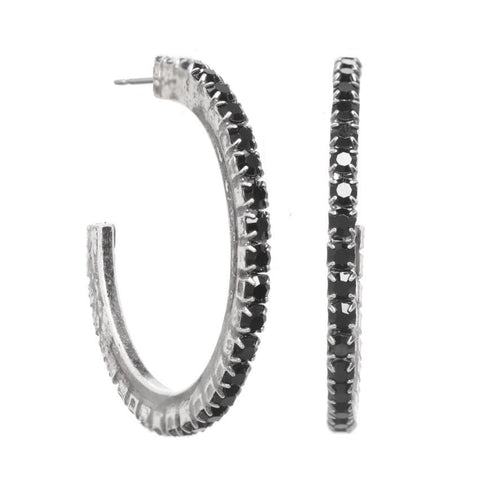 Tova Slim Hoop Earrings in Antique Silver Jet - Macoma Boutique310 Accessories/Jewelry