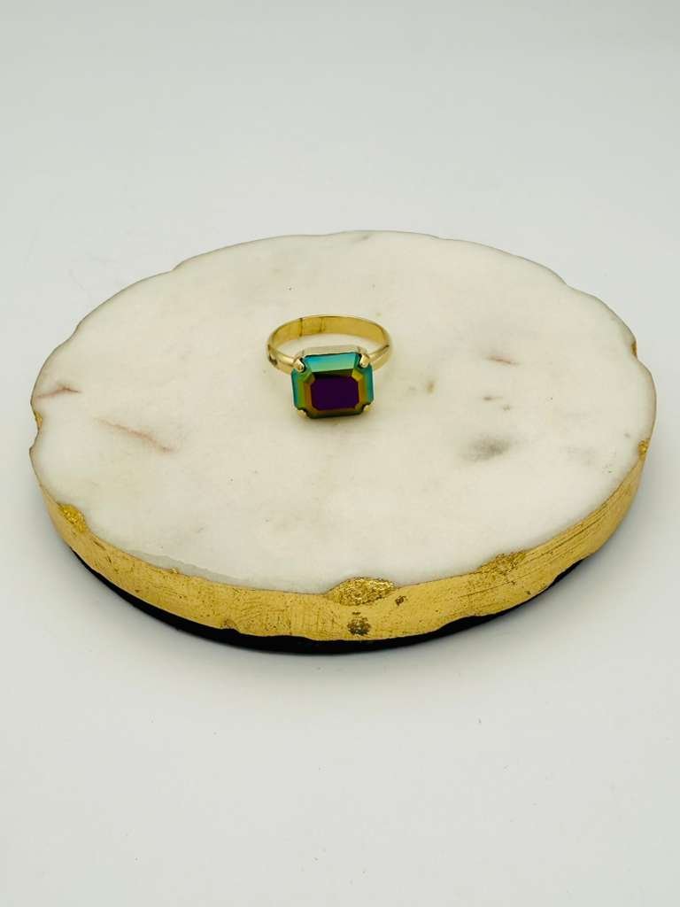 Tova Solitaire Ring in Rectangle Jet Brandy - Macoma Boutique310 Accessories/Jewelry