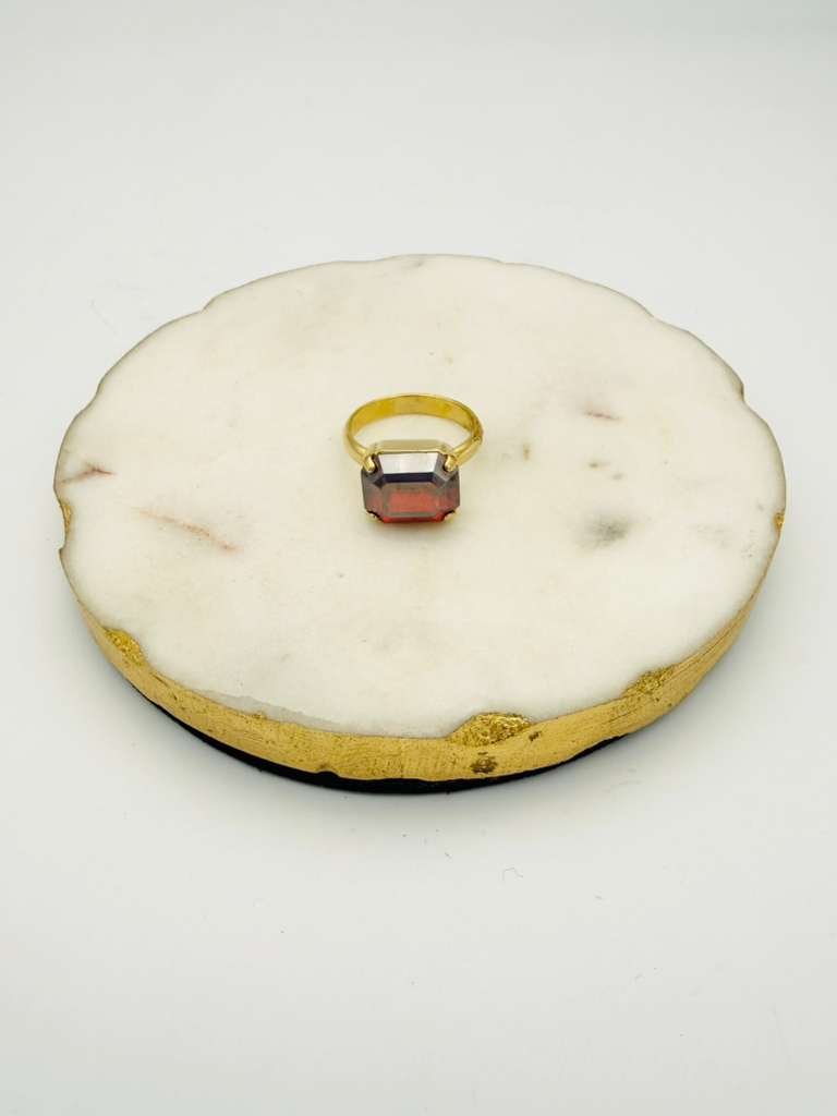 Tova Solitaire Ring in Rectangle Scarlet Brandy - Macoma Boutique310 Accessories/Jewelry