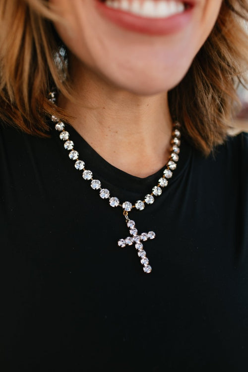 Tova Supreme Mini Donatella Necklace in Antique Gold Clear with Black Enamel - Macoma Boutique310 Accessories/Jewelry