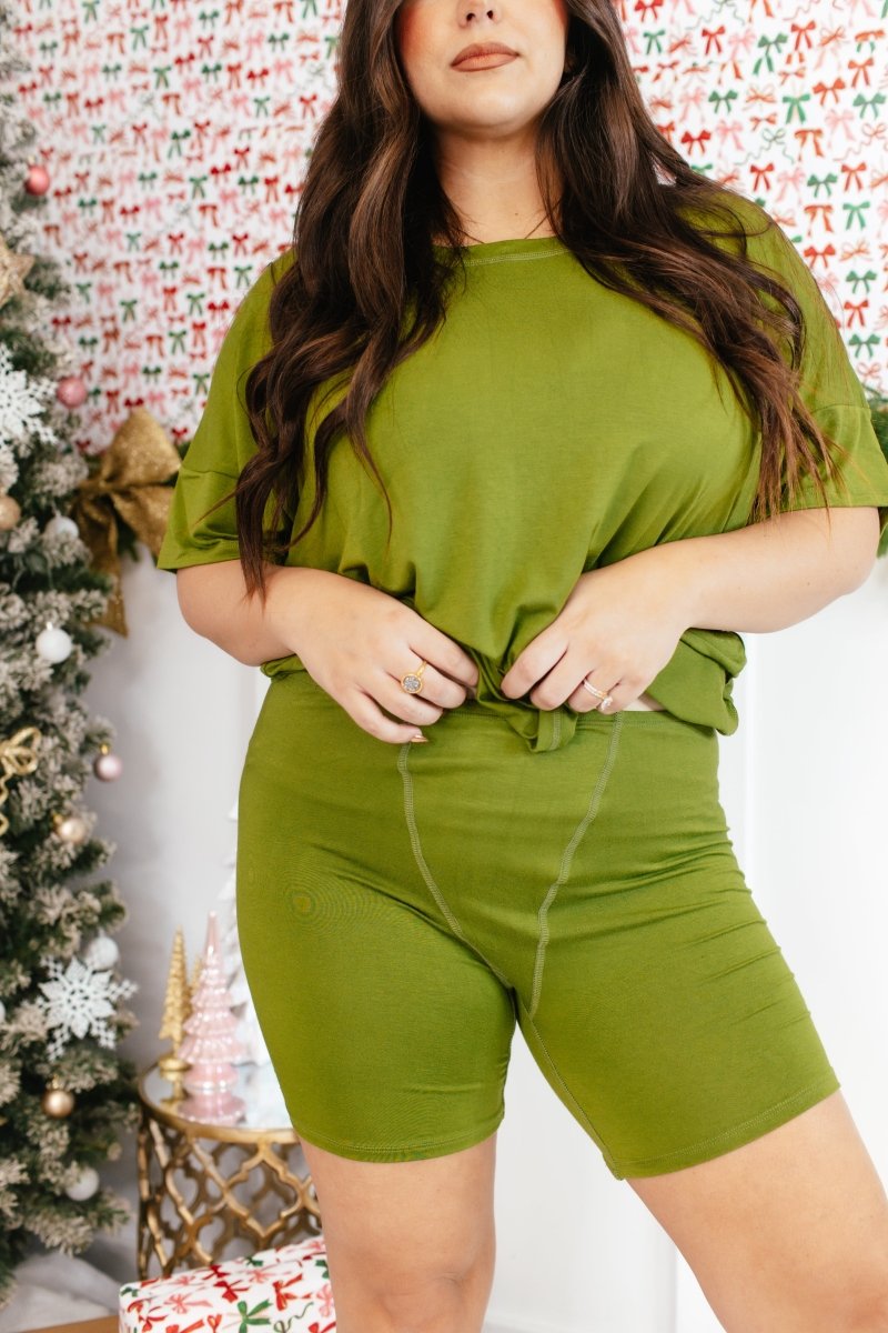 Tucked In Sleep Shorts In Avocado - Reg & Curvy