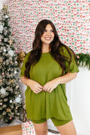 Tucked In Sleep Shorts In Avocado - Reg & Curvy - Macoma Boutique290 Loungewear/Sets