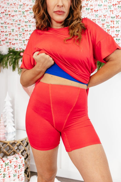 Tucked In Sleep Shorts In Red - Reg & Curvy - Macoma Boutique290 Loungewear/Sets
