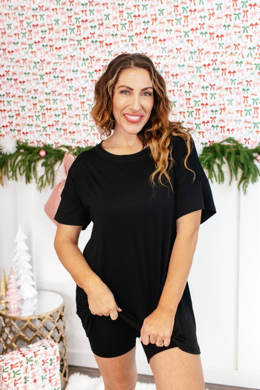 Tucked In Sleep Top In Black - Reg & Curvy - Macoma Boutique290 Loungewear/Sets