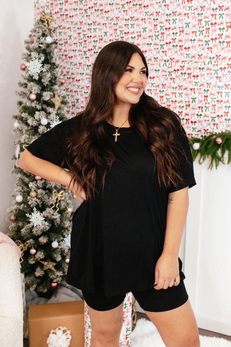 Tucked In Sleep Top In Black - Reg & Curvy - Macoma Boutique290 Loungewear/Sets