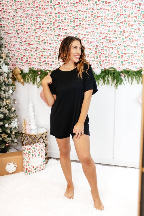 Tucked In Sleep Top In Black - Reg & Curvy - Macoma Boutique290 Loungewear/Sets