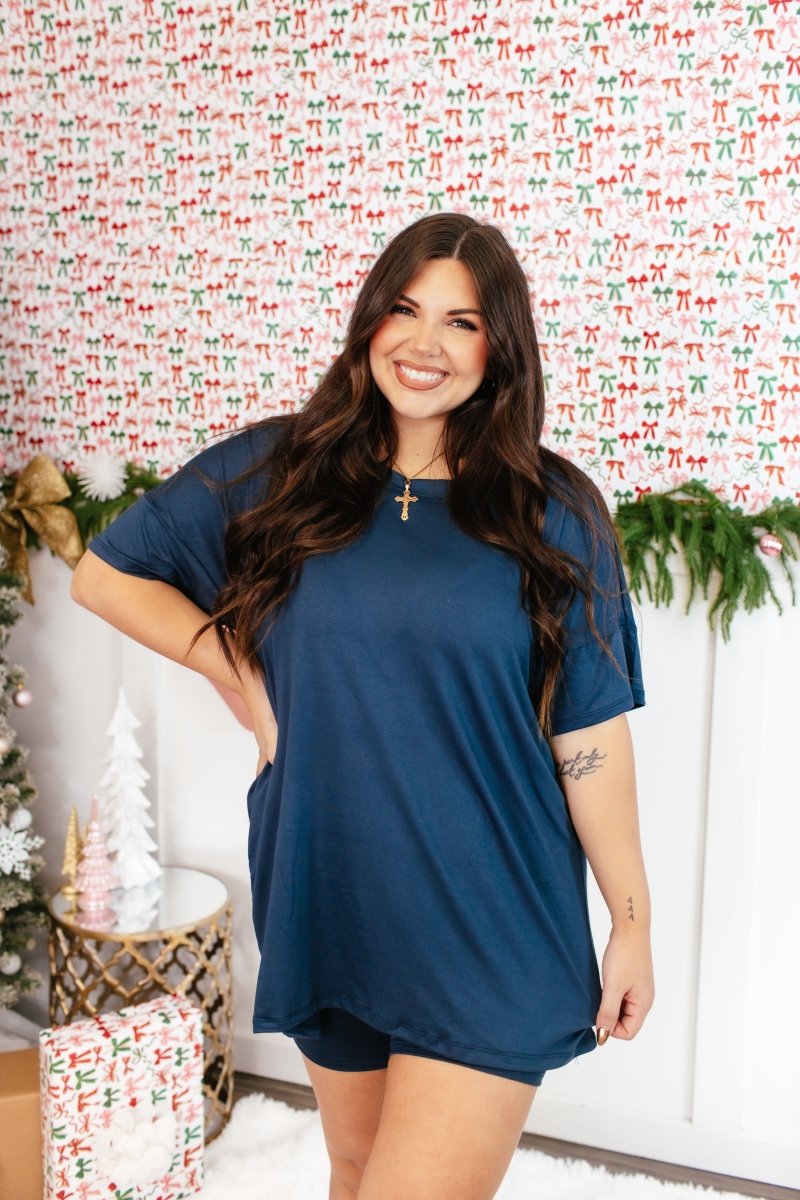Tucked In Sleep Top In Charcoal - Reg & Curvy - Macoma Boutique290 Loungewear/Sets