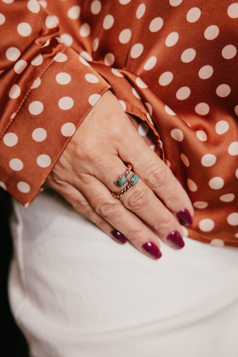 Turquoise Twist Adjustable Ring - Macoma Boutique315 Jewelry
