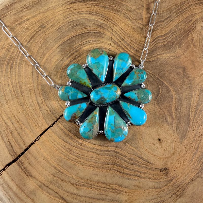Turquoise Wildflower Statement Necklace - Macoma Boutique315 Jewelry