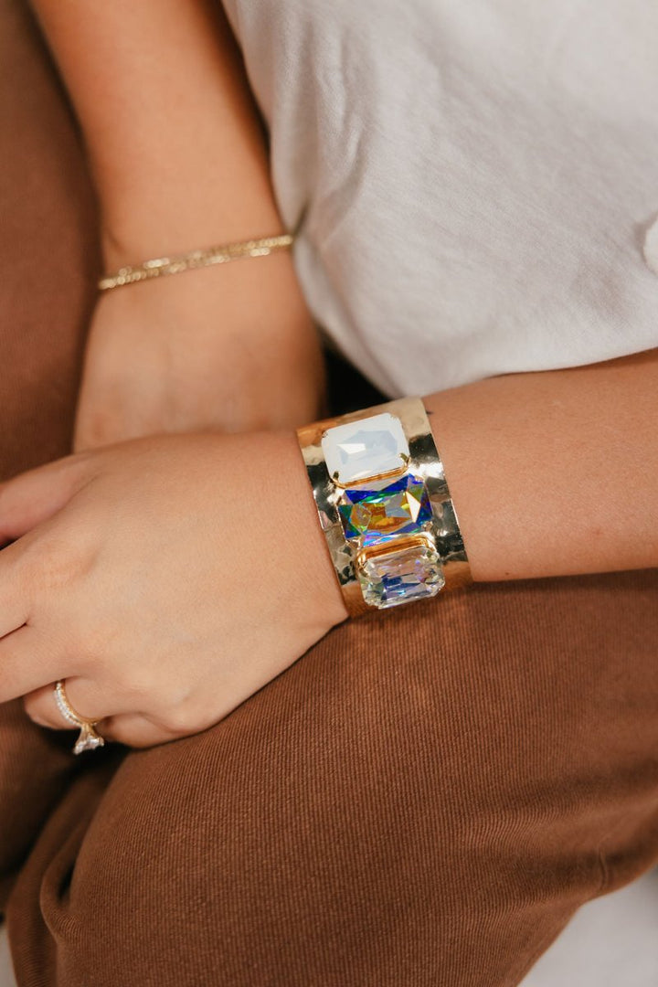 Uptown Glam Cuff Bracelet in Iridescent Ice - Macoma Boutique315 Jewelry