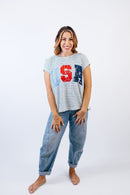 USA and Lace Top - FINAL SALE - Macoma Boutique100 Short Sleeve