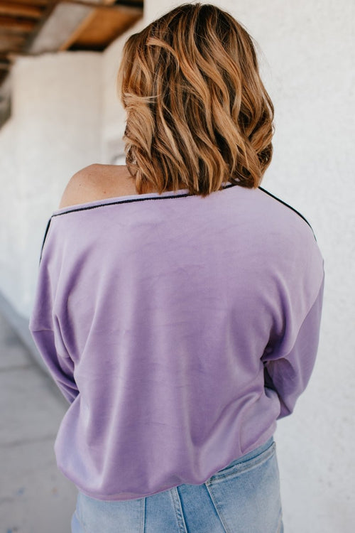 Velour Airplane Mode Top In Purple - Reg & Curvy - Macoma Boutique120 Long Sleeve