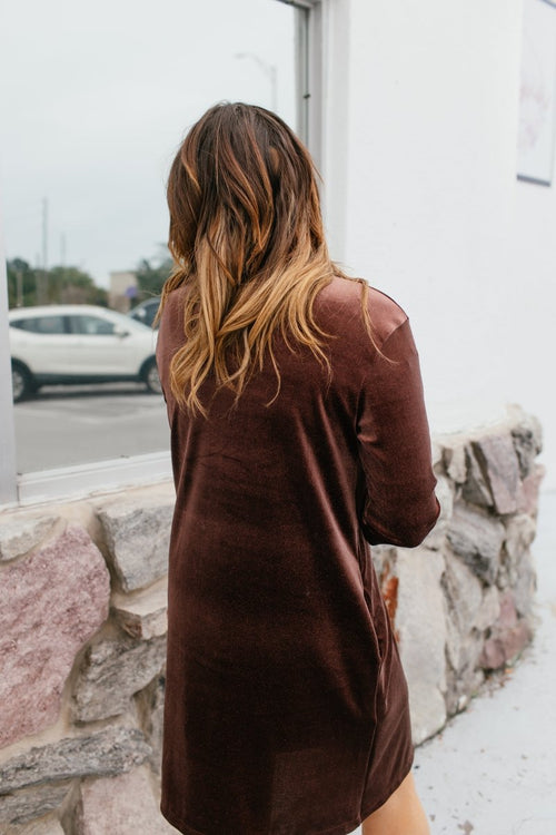 Velvet Crush Duster In Brown - Reg & Curvy - Macoma Boutique220 Cardigans/Kimonos