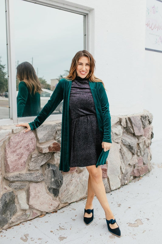 Velvet Crush Duster In Emerald - Reg & Curvy - Macoma Boutique220 Cardigans/Kimonos