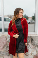 Velvet Crush Duster In Red - Reg & Curvy - Macoma Boutique220 Cardigans/Kimonos