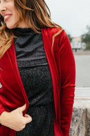 Velvet Crush Duster In Red - Reg & Curvy - Macoma Boutique220 Cardigans/Kimonos