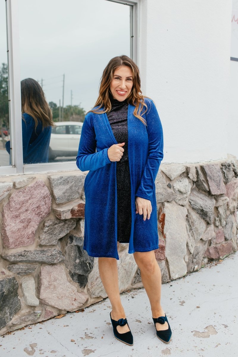 Velvet Crush Duster In Royal - Reg & Curvy