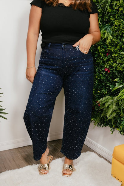 Vervet Rhinestone Dreams Barrel Jeans - Macoma Boutique170 Denim