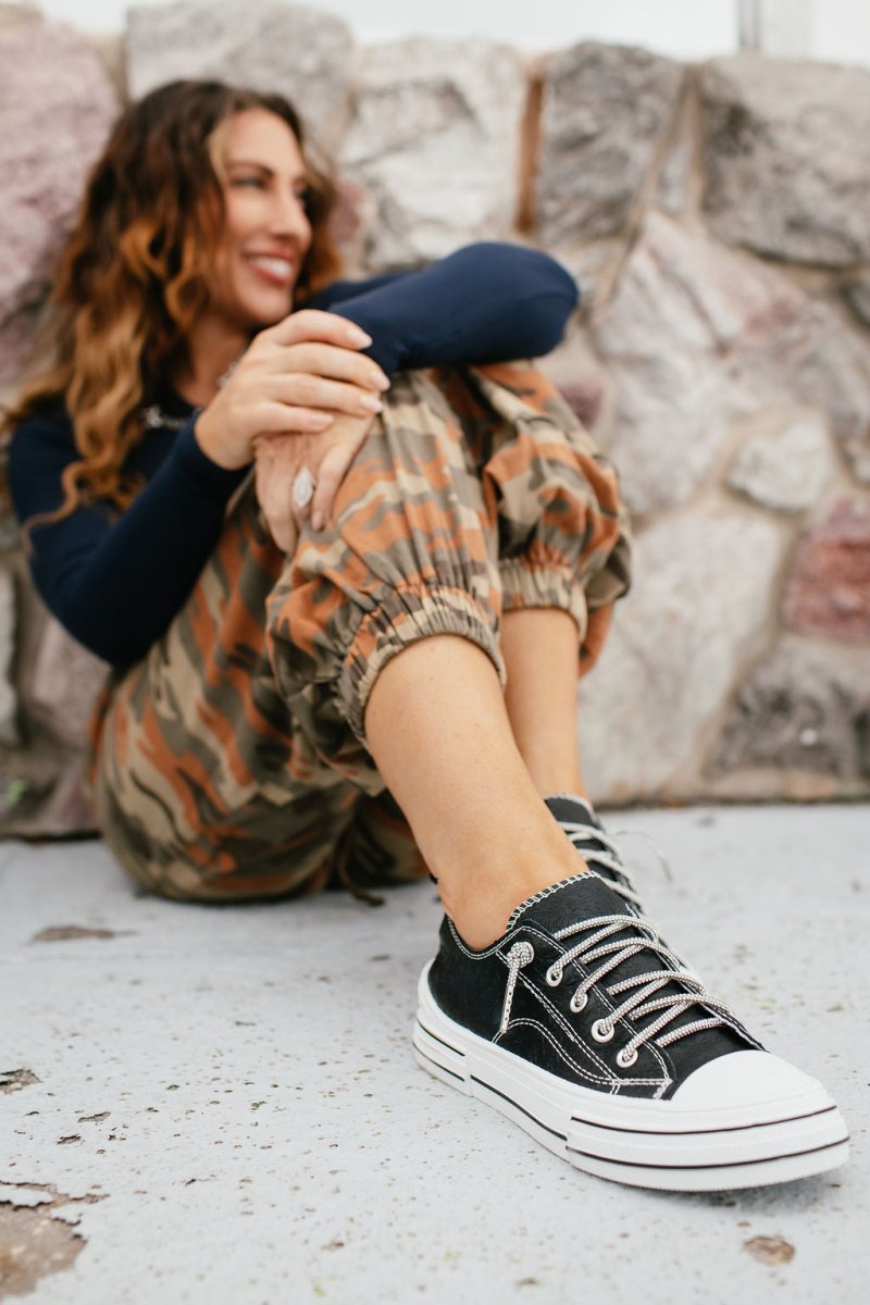 Very G Black Madeline Tooled Sneakers - Macoma Boutique301 Sneakers