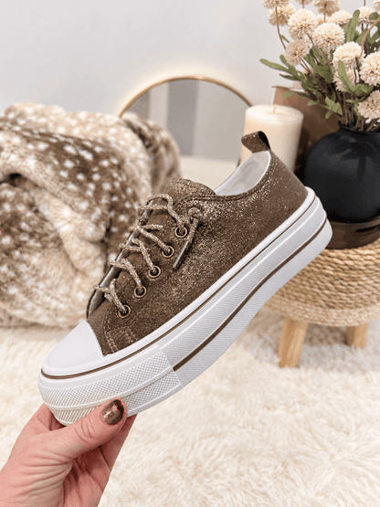 Very G Chocolate Harmon Suede Sparkle Sneakers - Macoma Boutique301 Sneakers