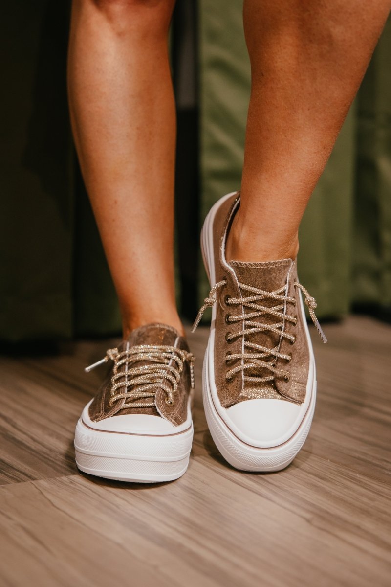 Very G Chocolate Harmon Suede Sparkle Sneakers - Macoma Boutique301 Sneakers