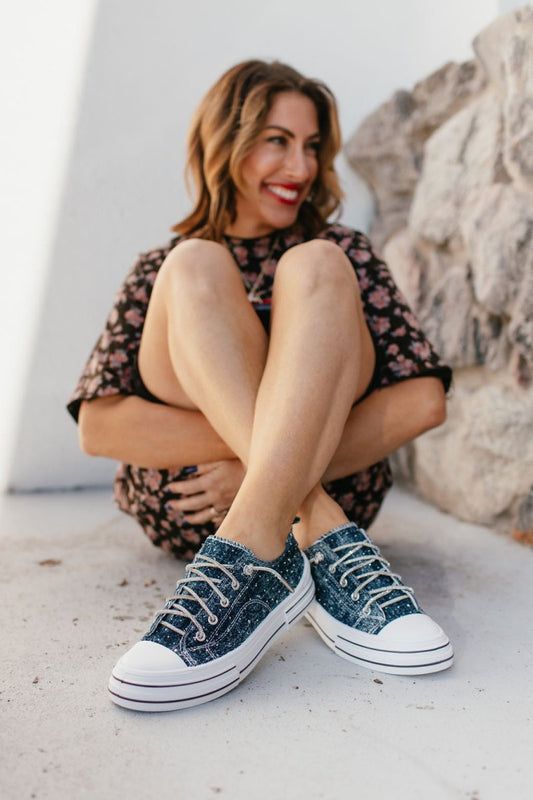 Very G Dark Blue Denim Aman Sneakers - Macoma Boutique301 Sneakers