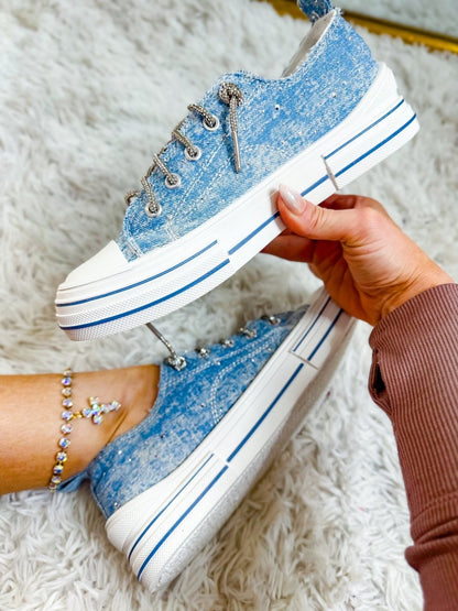 Very G Light Blue Aman Denim Sneakers - Macoma Boutique301 Sneakers