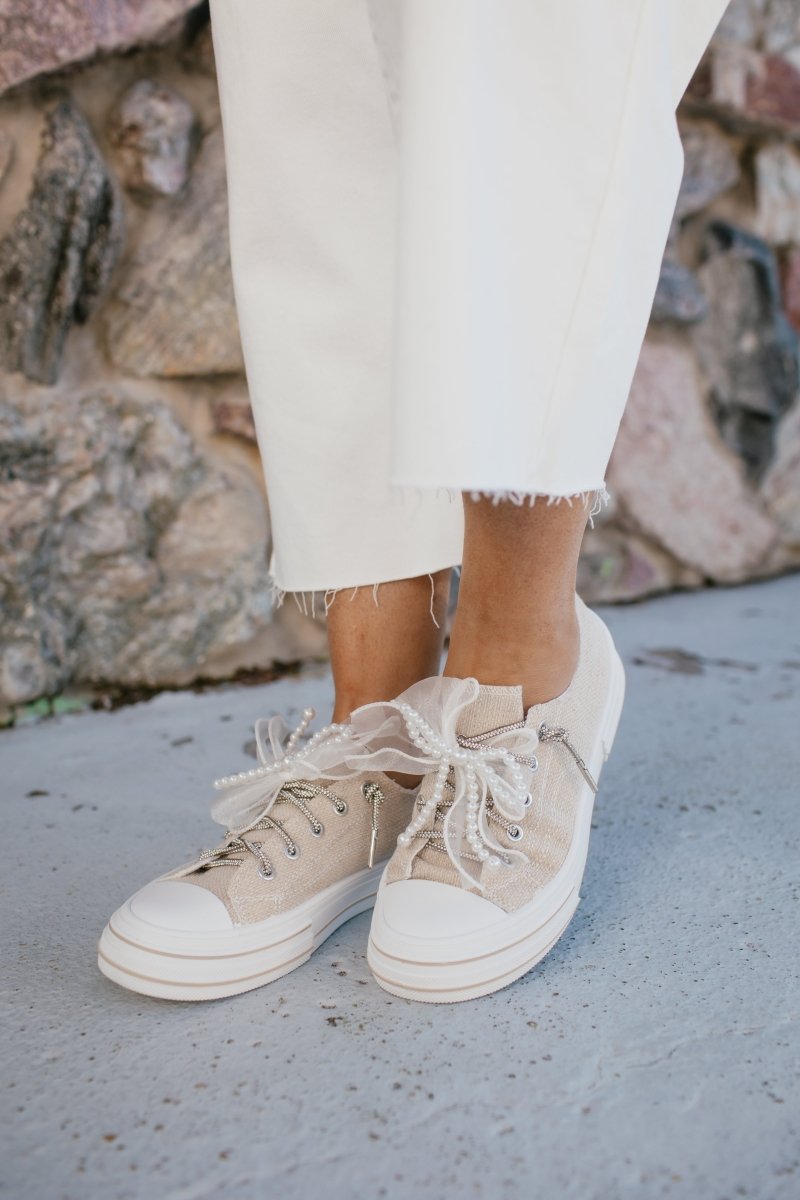 Very G Natural Aman Pearls Sneakers In Natural - Macoma Boutique301 Sneakers