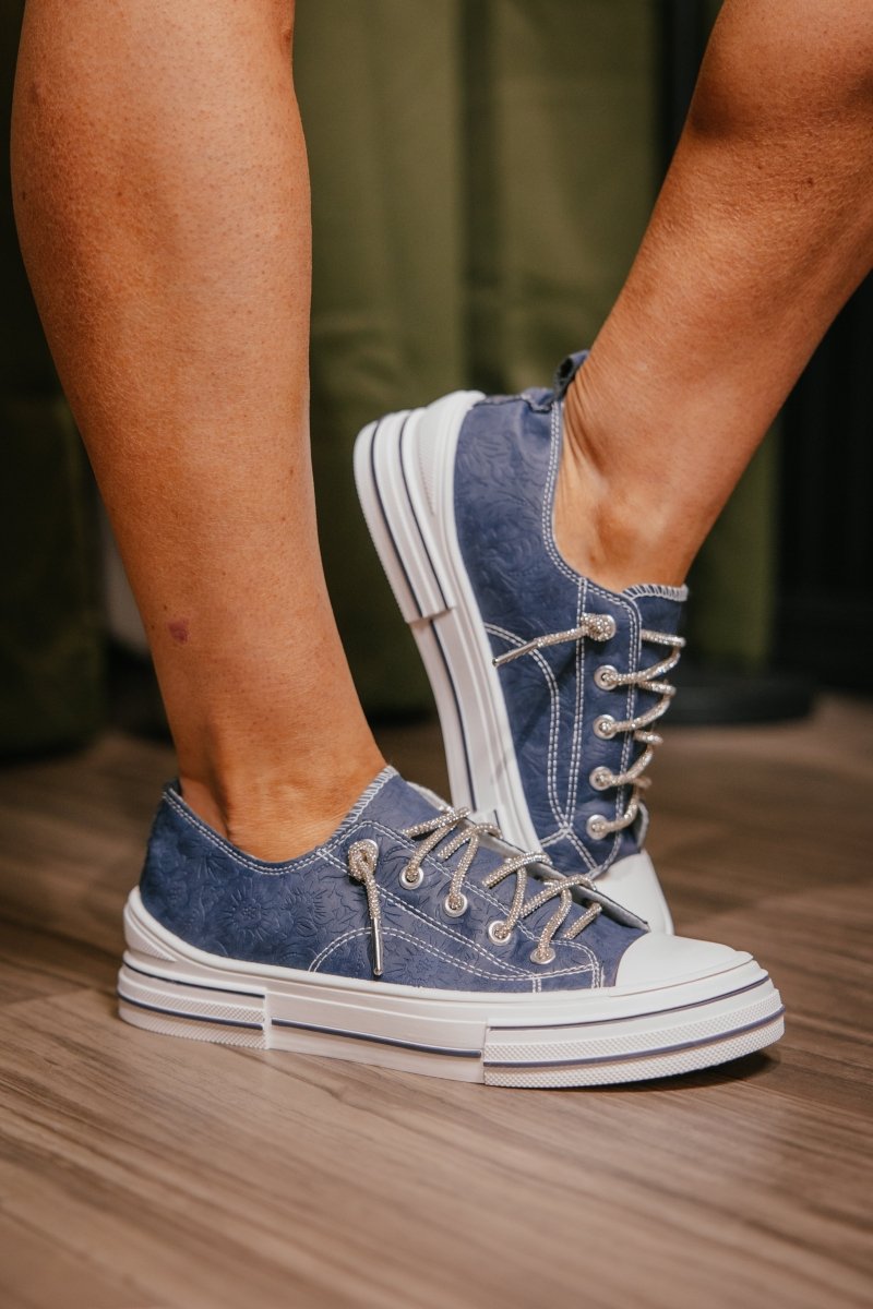 Very G Navy Aman Tooled Sneakers - Macoma Boutique301 Sneakers