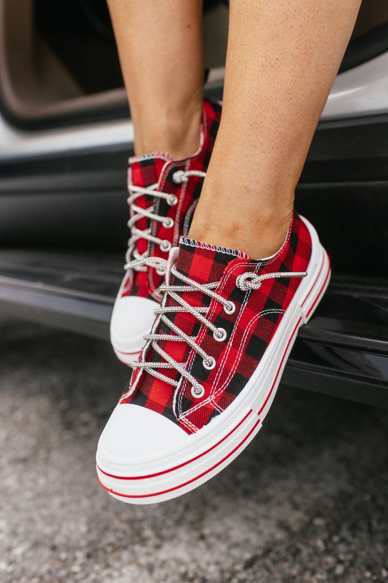 Very G Red Plaid Aman Sneakers