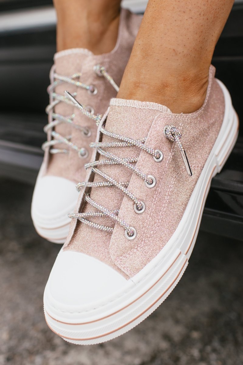 Very G Rose Gold Glitter Aman Sneakers - Macoma Boutique301 Sneakers