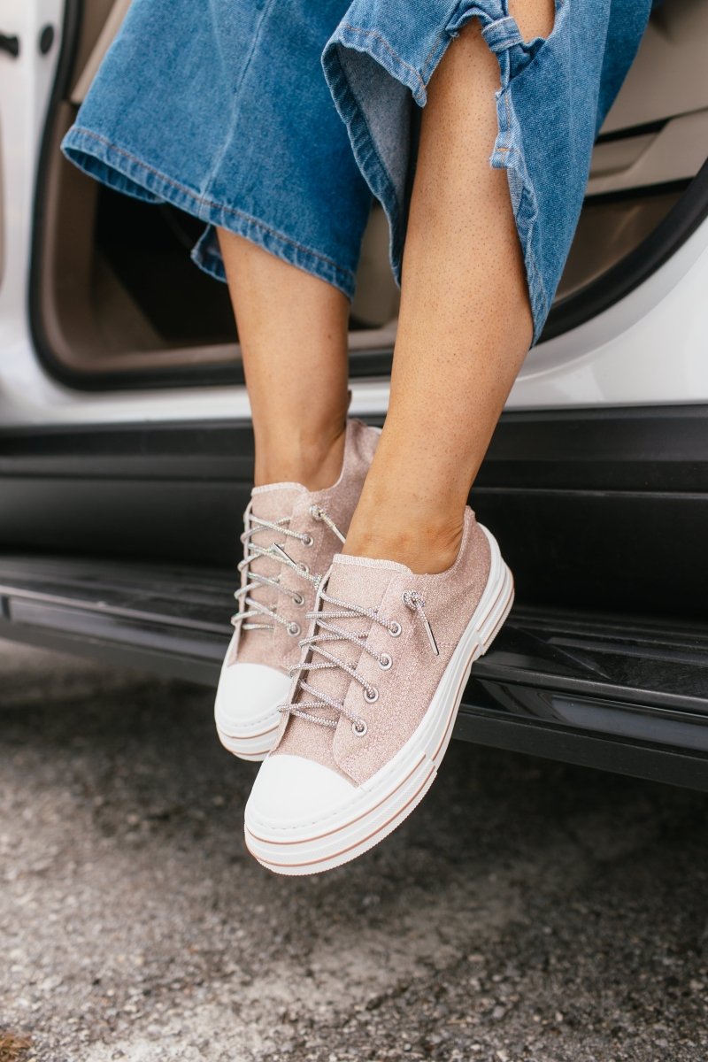 Very G Rose Gold Glitter Aman Sneakers - Macoma Boutique301 Sneakers