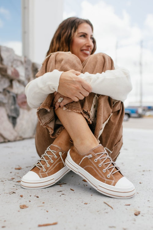 Very G Tan Madeline Tooled Sneakers - Macoma Boutique301 Sneakers